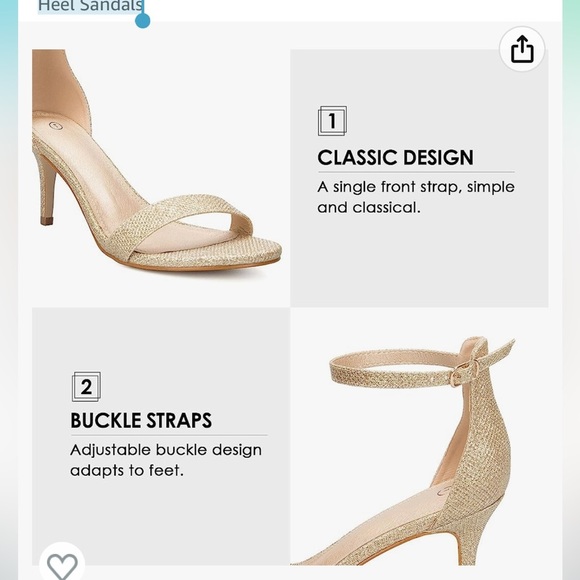 NWT 7.5 gold glitter Stilettos Classic Strappy Open Toe Pump Heel Sandals - Picture 2 of 5